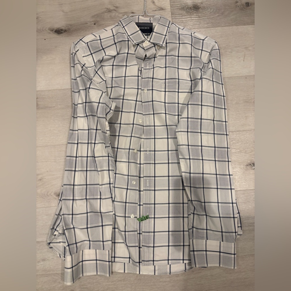 Bonobos White and Navy Windowpane Dress Shirt